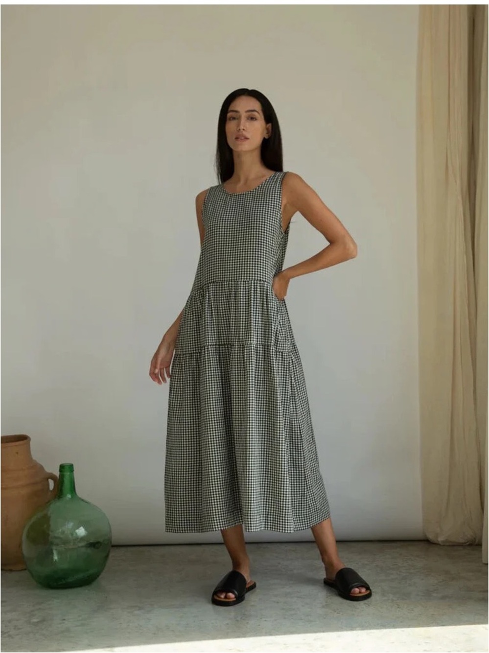 Beaumont Organic midi gingham dress